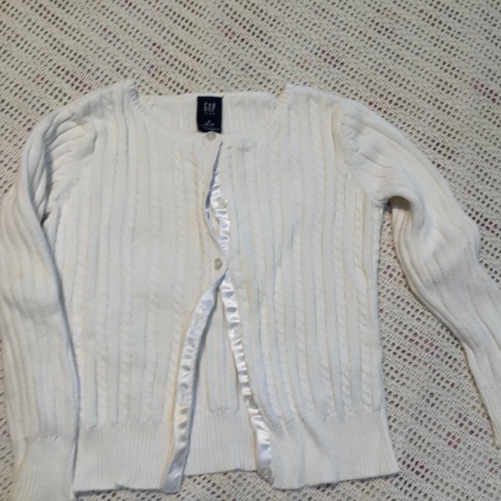 Girls white Gap sweater (button down)
